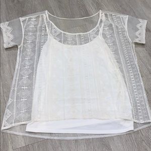 Sheer top with lace details / built in cami